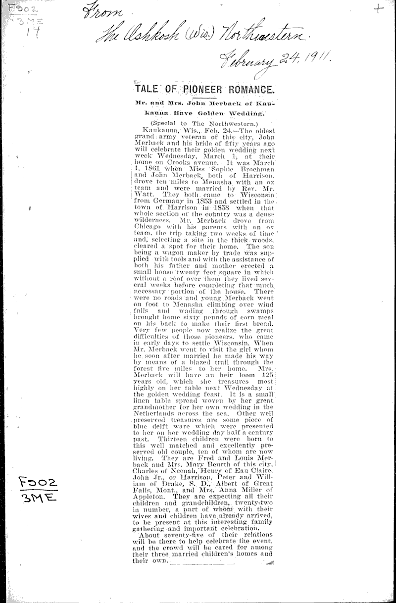  Source: Oshkosh Northwestern Date: 1911-02-24