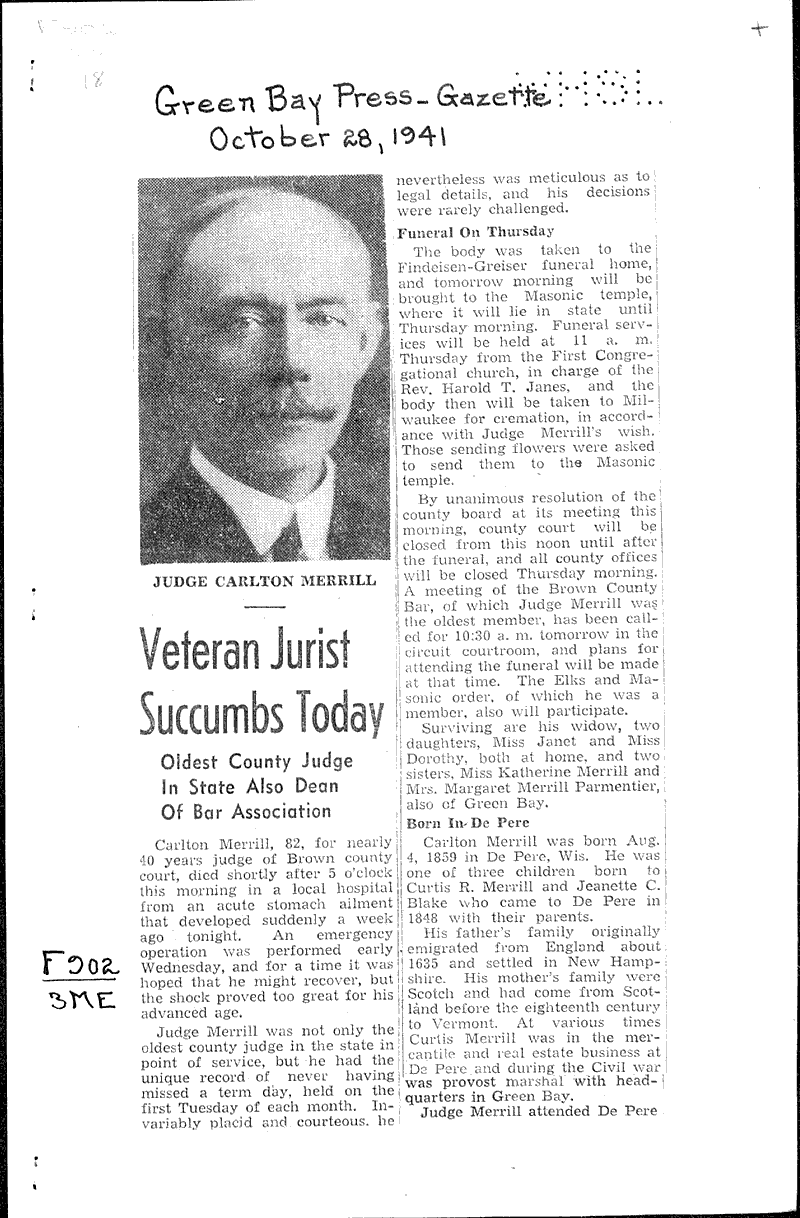  Source: Green Bay Press Gazette Topics: Government and Politics Date: 1941-10-28
