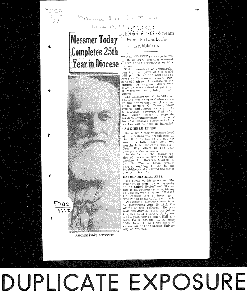  Source: Milwaukee Sentinel Topics: Church History Date: 1926-12-10