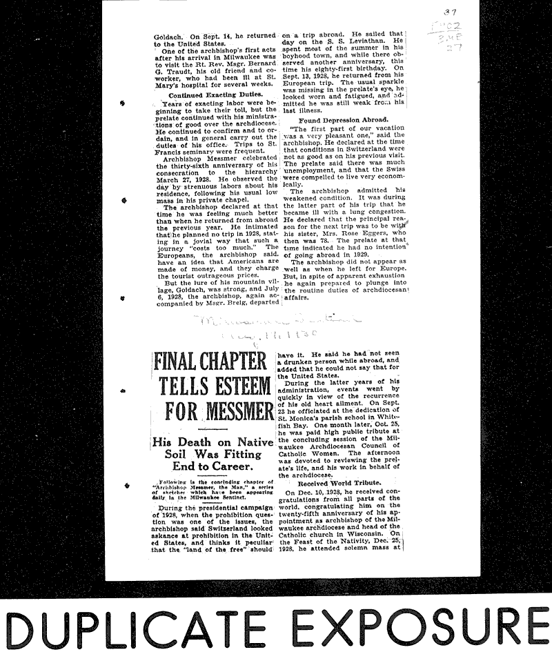  Source: Milwaukee Sentinel Topics: Church History Date: 1930-08-17
