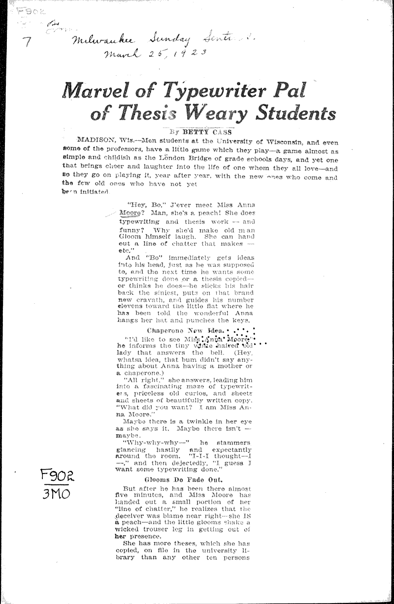  Source: Milwaukee Sentinel Topics: Education Date: 1923-03-25