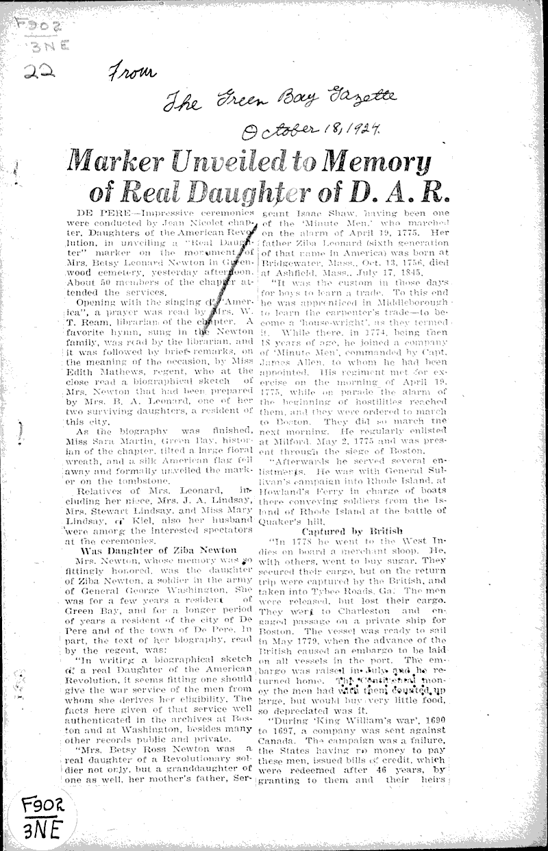  Source: Green Bay Gazette Date: 1924-10-18