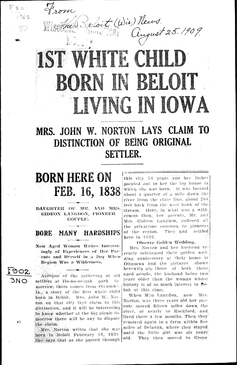  Source: Beloit News Date: 1909-08-25