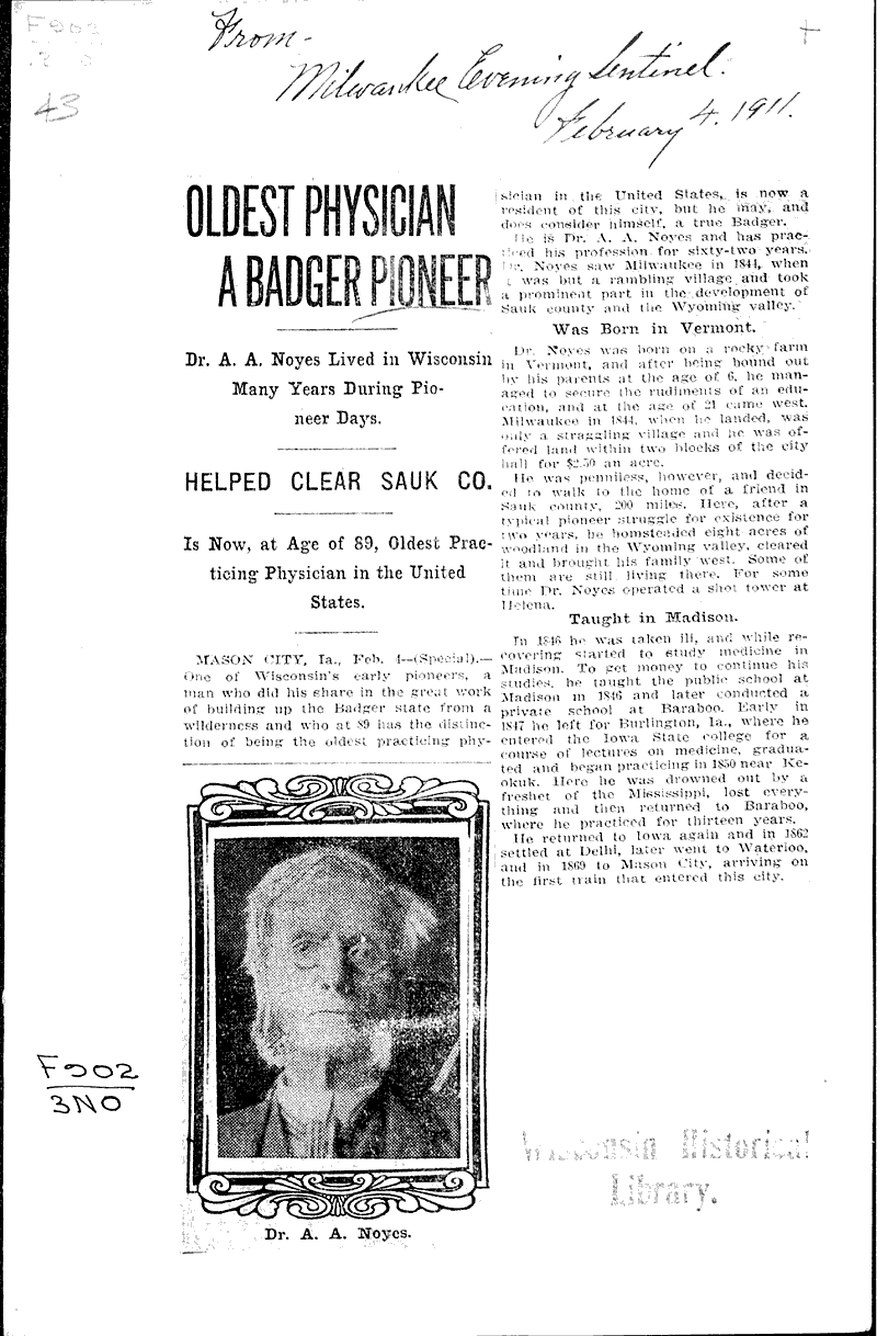  Source: Milwaukee Sentinel Date: 1911-02-04