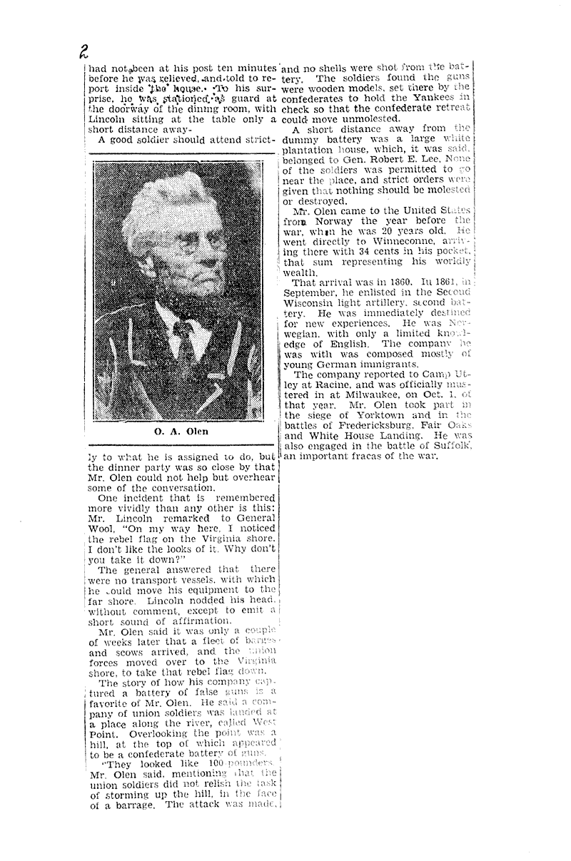  Source: Oshkosh Daily Northwestern Topics: Civil War Date: 1930-06-28