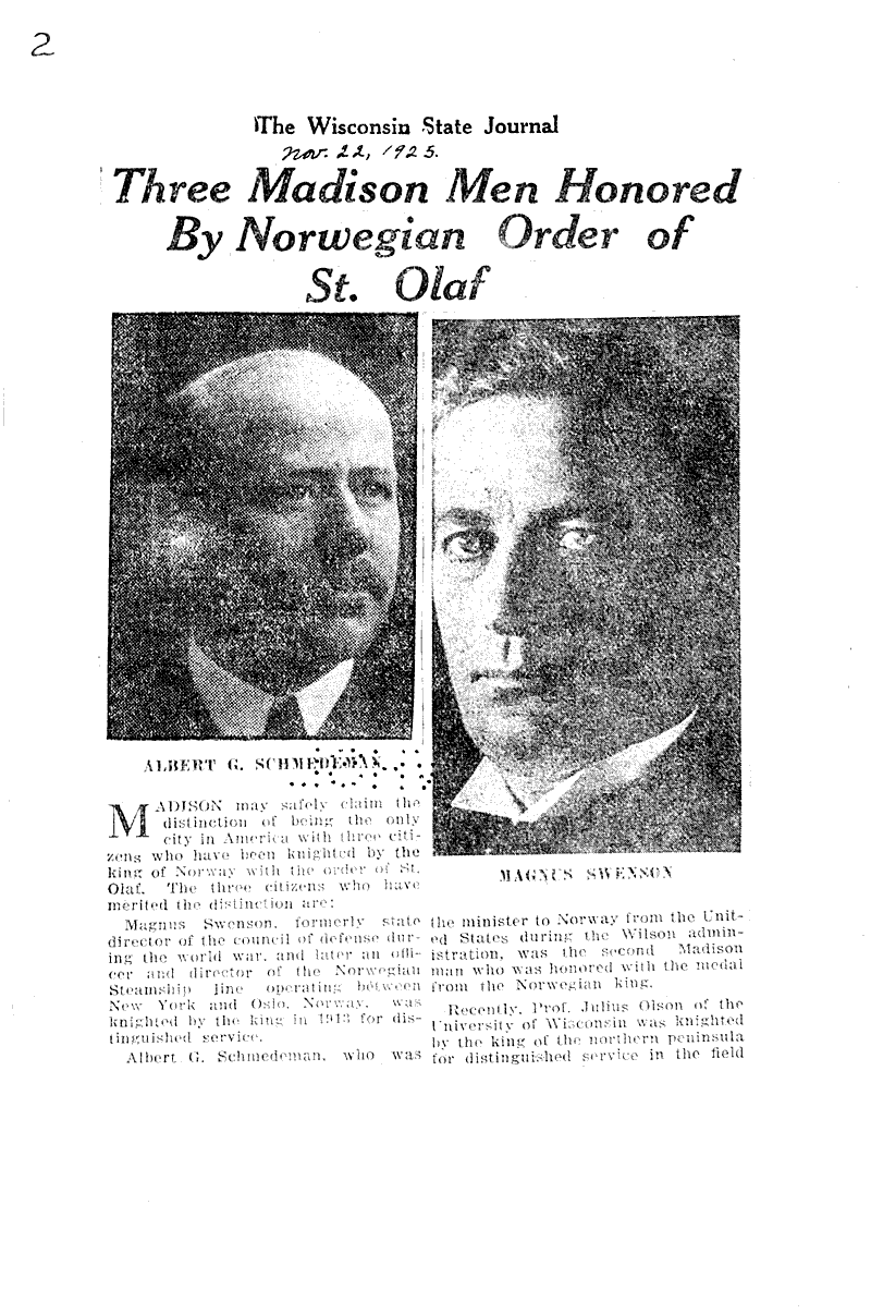  Source: Wisconsin State Journal Date: 1925-11-22