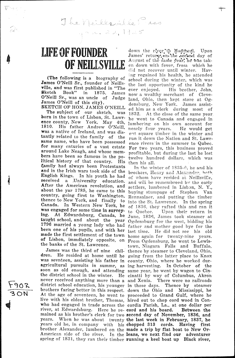  Source: Neillsville Press Date: 1925-01-22