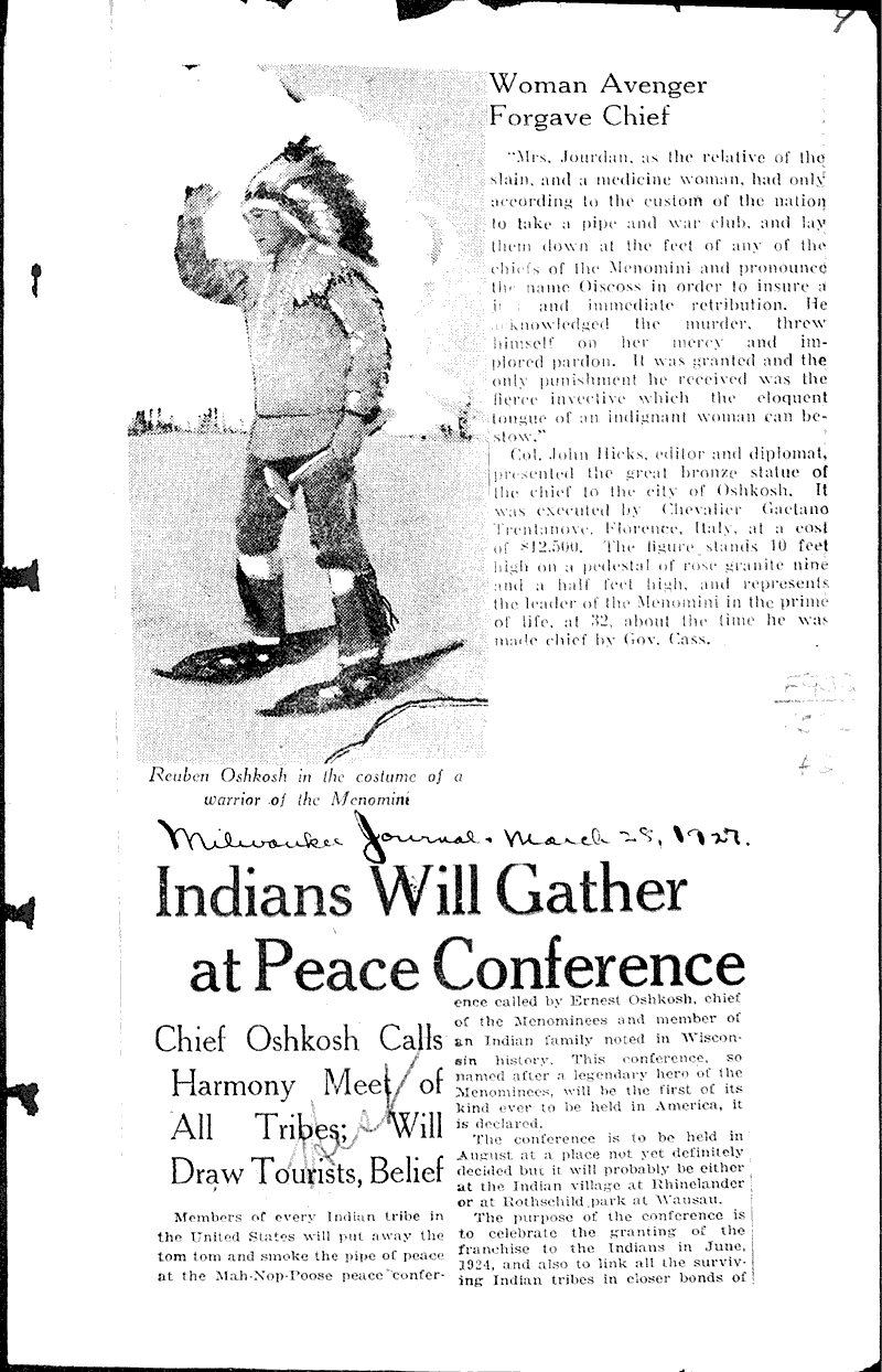  Source: Milwaukee Journal Topics: Indians and Native Peoples Date: 1927-03-28