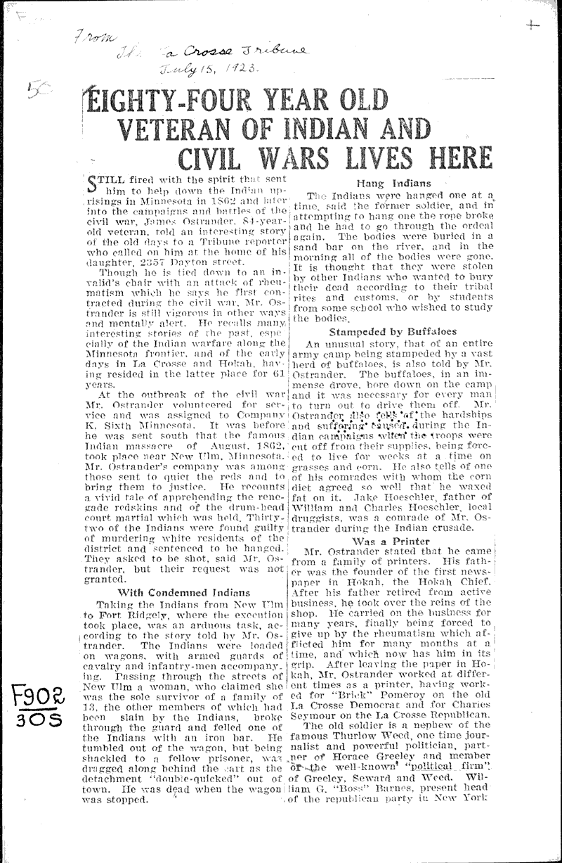  Source: LaCrosse Tribune Topics: Wars Date: 1923-07-15