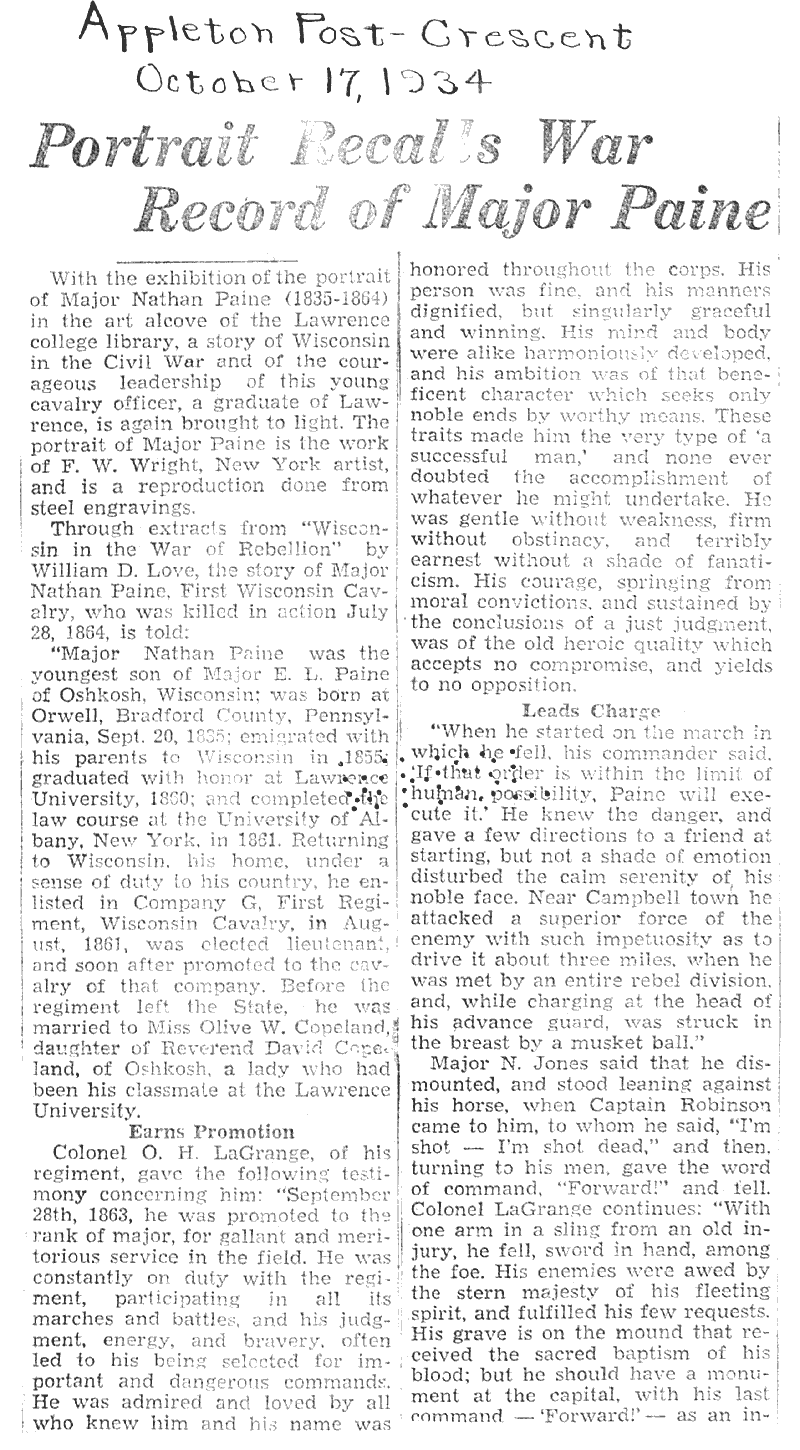  Source: Appleton Post-Crescent Topics: Civil War Date: 1934-10-17