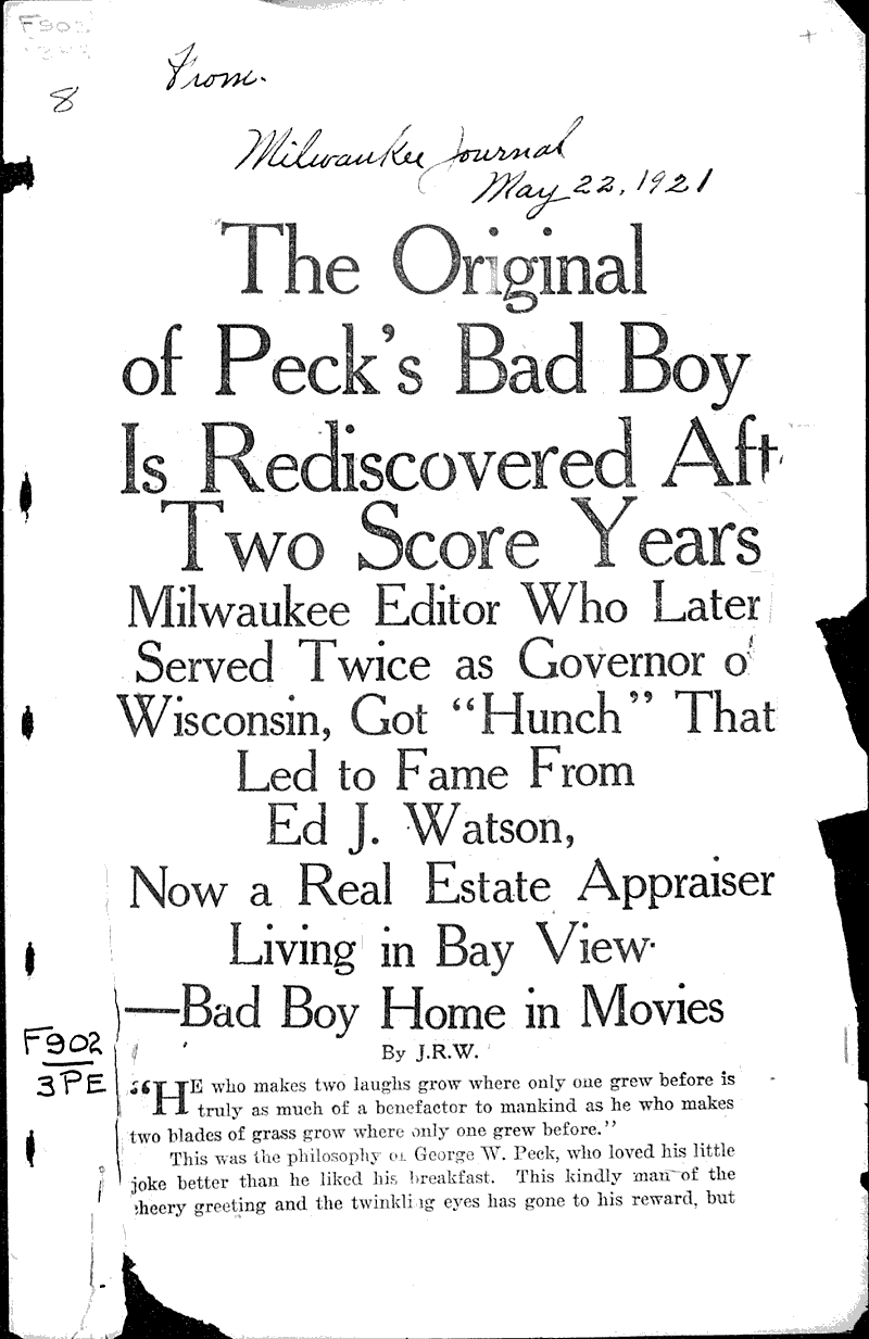  Source: Milwaukee Journal Topics: Government and Politics Date: 1921-05-22
