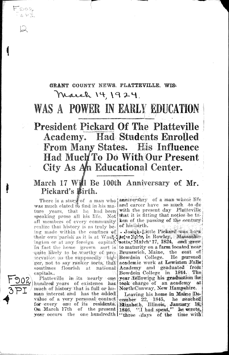  Source: Grant County News Topics: Education Date: 1924-03-14