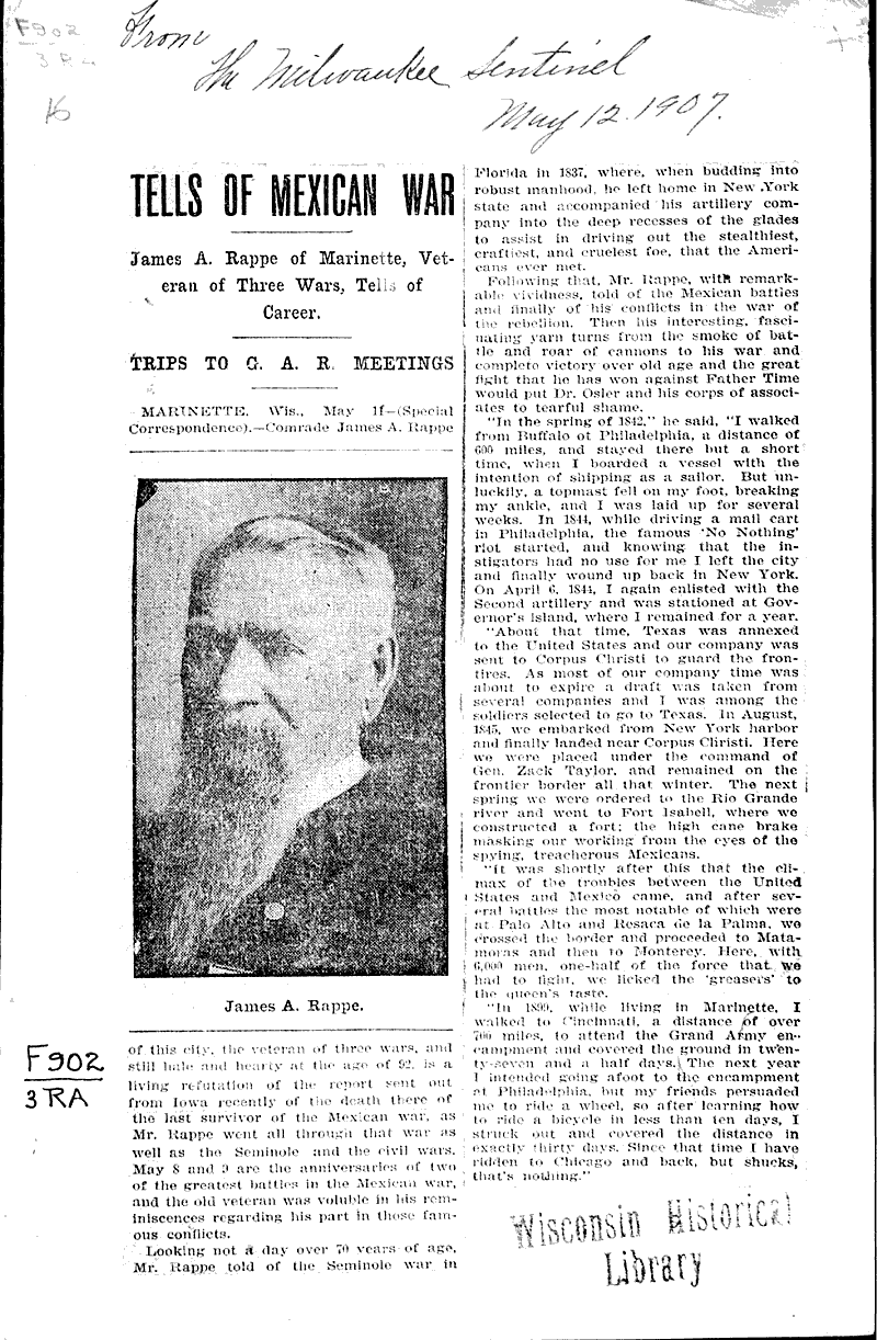  Source: Milwaukee Sentinel Topics: Wars Date: 1907-05-12