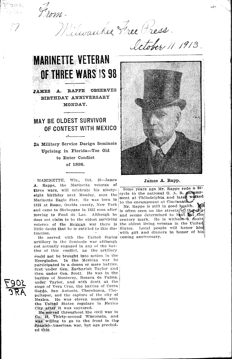  Source: Milwaukee Free Press Topics: Wars Date: 1913-10-11