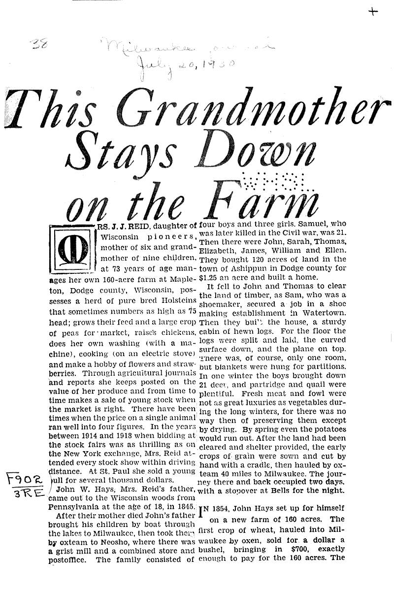  Source: Milwaukee Journal Topics: Agriculture Date: 1930-07-20