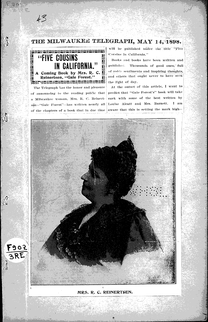  Source: Milwaukee Telegraph Topics: Art and Music Date: 1898-05-14