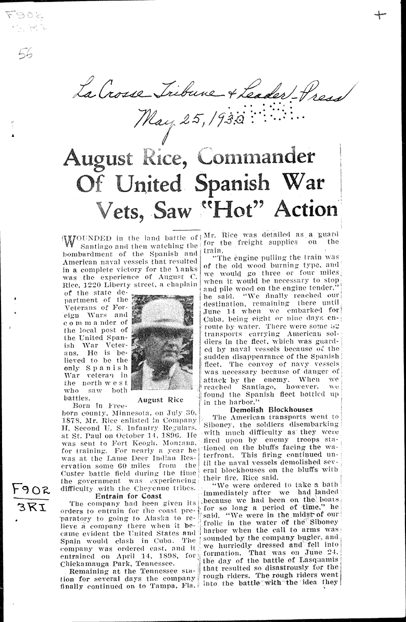  Source: La Crosse Tribune and Leader-Press Topics: Wars Date: 1930-05-25