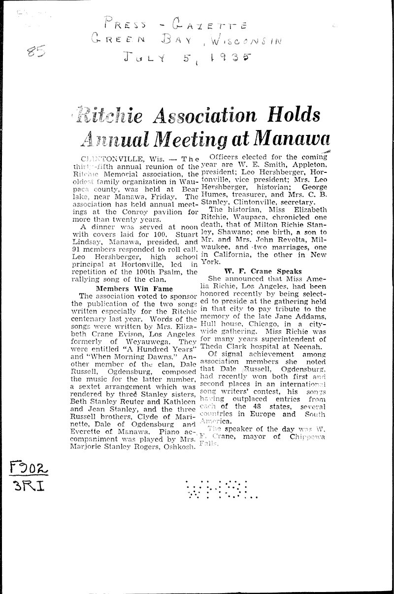  Source: Green Bay Press Gazette Topics: Immigrants Date: 1935-07-05