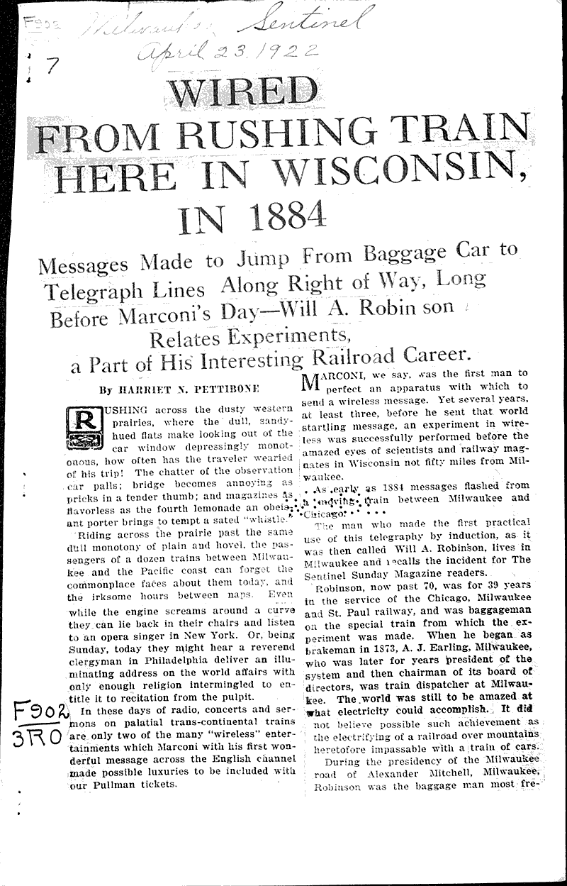  Source: Milwaukee Sentinel Topics: Transportation Date: 1922-04-23