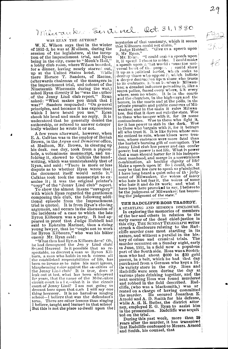  Source: Wisconsin State Journal Topics: Government and Politics Date: 1880-10-19