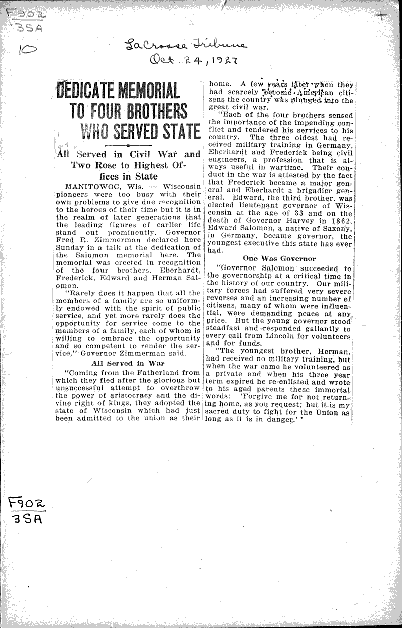  Source: LaCrosse Tribune Topics: Government and Politics Date: 1927-10-24