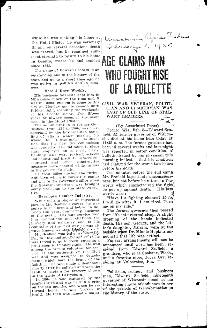  Source: Monroe Times Topics: Government and Politics Date: 1925-01-30