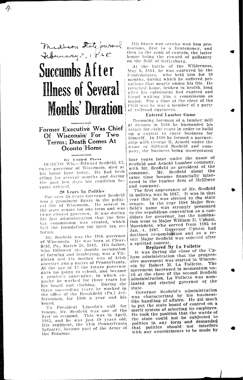  Source: Monroe Times Topics: Government and Politics Date: 1925-01-30