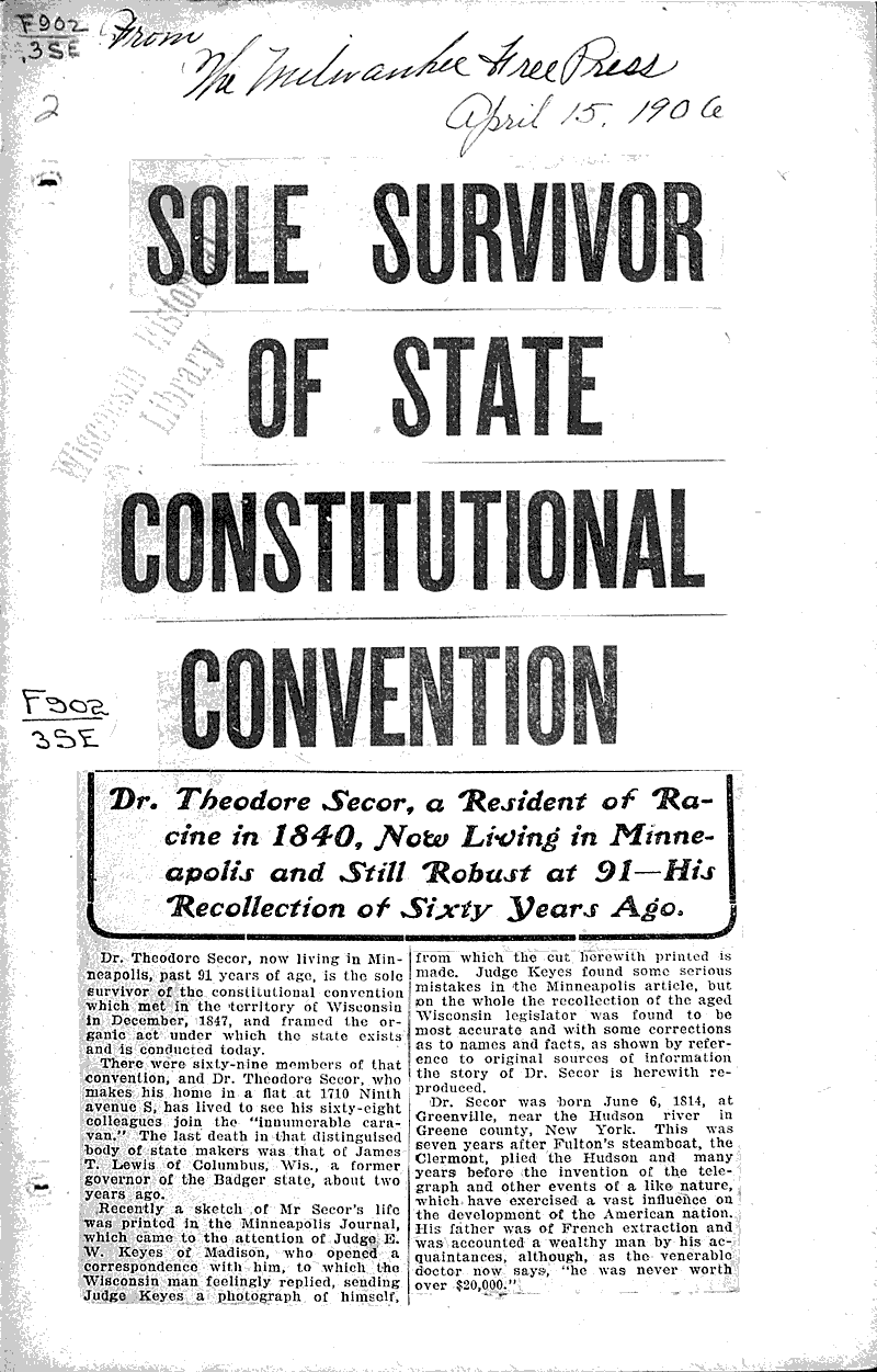  Source: Milwaukee Free Press Topics: Government and Politics Date: 1906-04-15