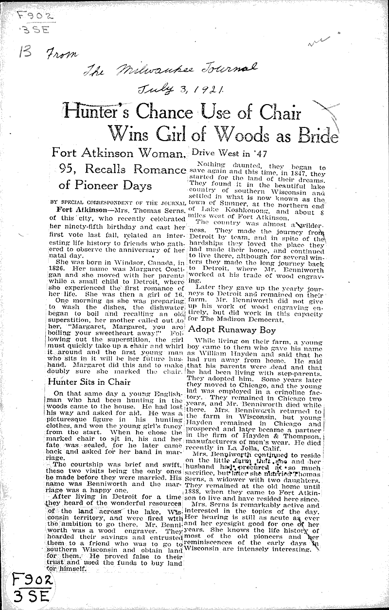  Source: Milwaukee Journal Date: 1921-07-03
