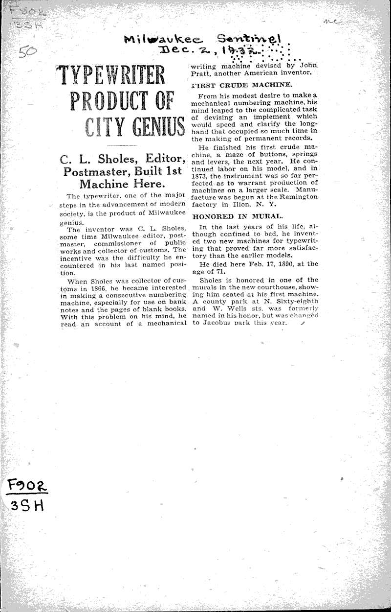  Source: Milwaukee Sentinel Topics: Industry Date: 1932-12-02