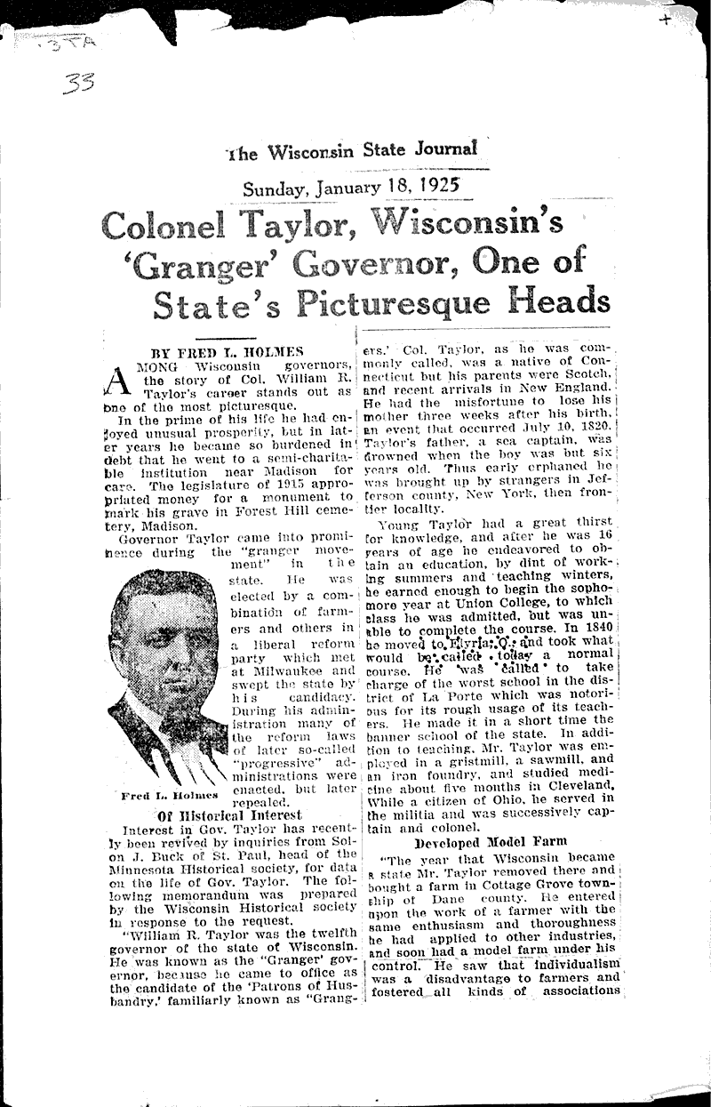  Source: Wisconsin State Journal Topics: Government and Politics Date: 1925-01-18