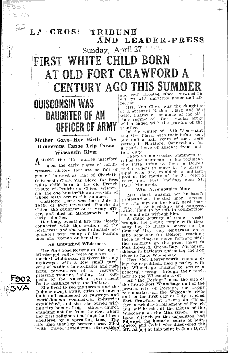  Source: La Crosse Tribune and Leader-Press Date: 1919-04-27