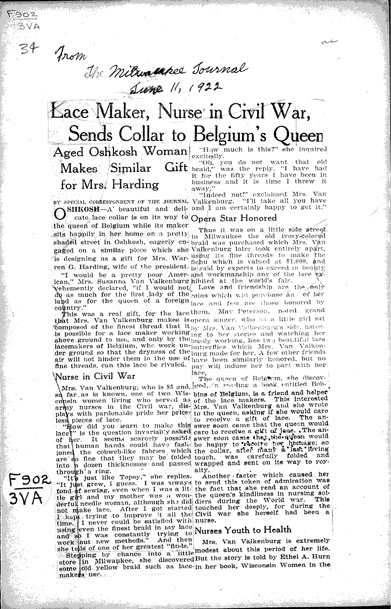  Source: Milwaukee Journal Topics: Civil War Date: 1922-06-11
