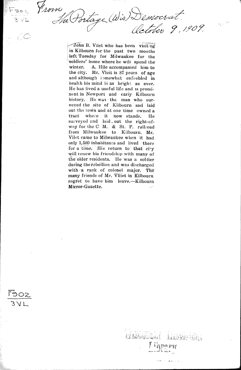  Source: Portage Democrat Date: 1909-10-09
