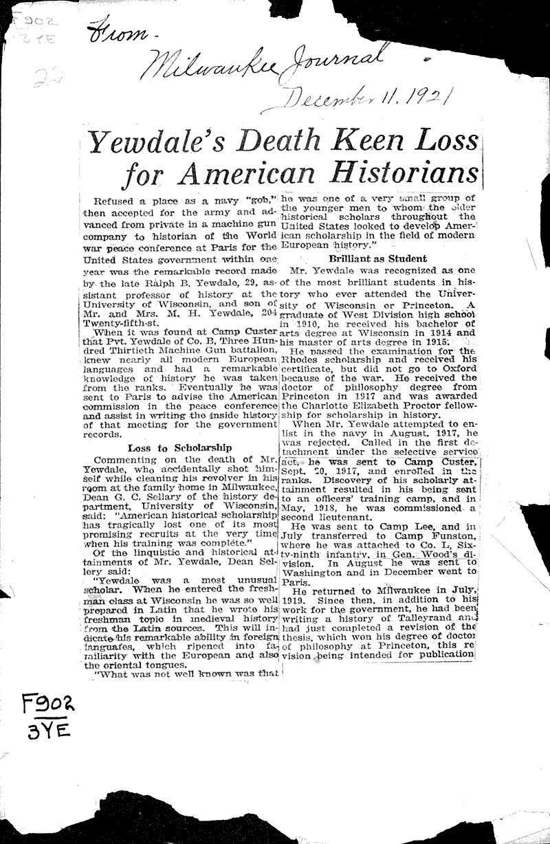  Source: Milwaukee Journal Topics: Education Date: 1921-12-11