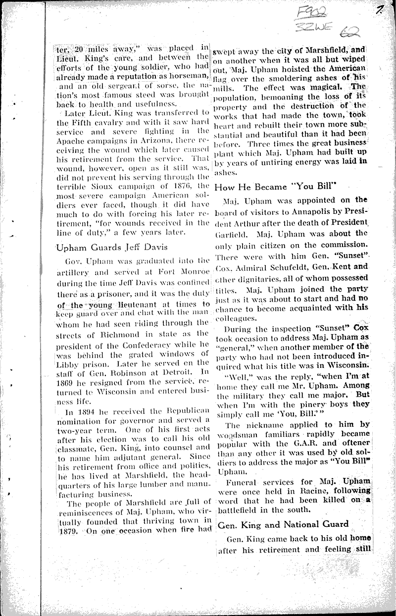  Source: Milwaukee Journal Topics: Civil War Date: 1922-10-22