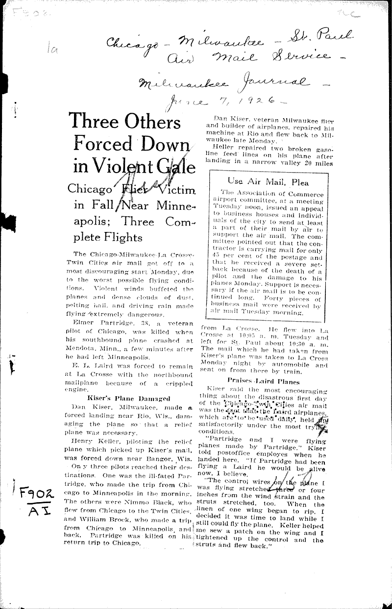  Source: Milwaukee Journal Topics: Transportation Date: 1926-06-07
