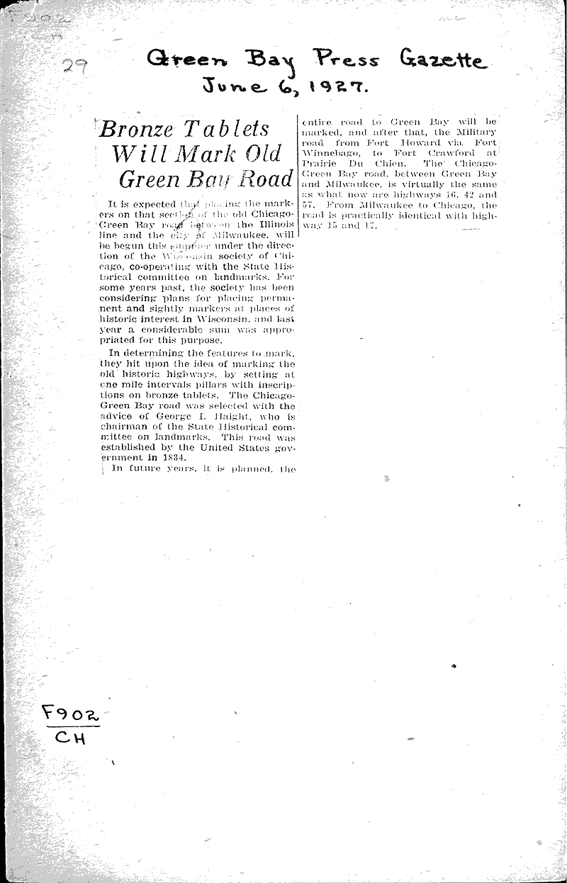  Source: Green Bay Press Gazette Topics: Transportation Date: 1927-06-06