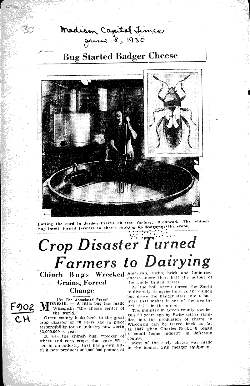  Source: Madison Capital Times Topics: Agriculture Date: 1930-06-08