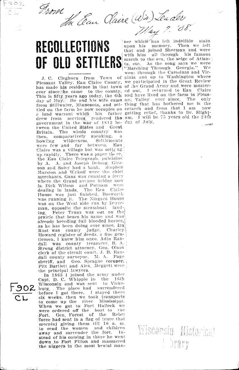  Source: Eau Claire Leader Date: 1908-05-07