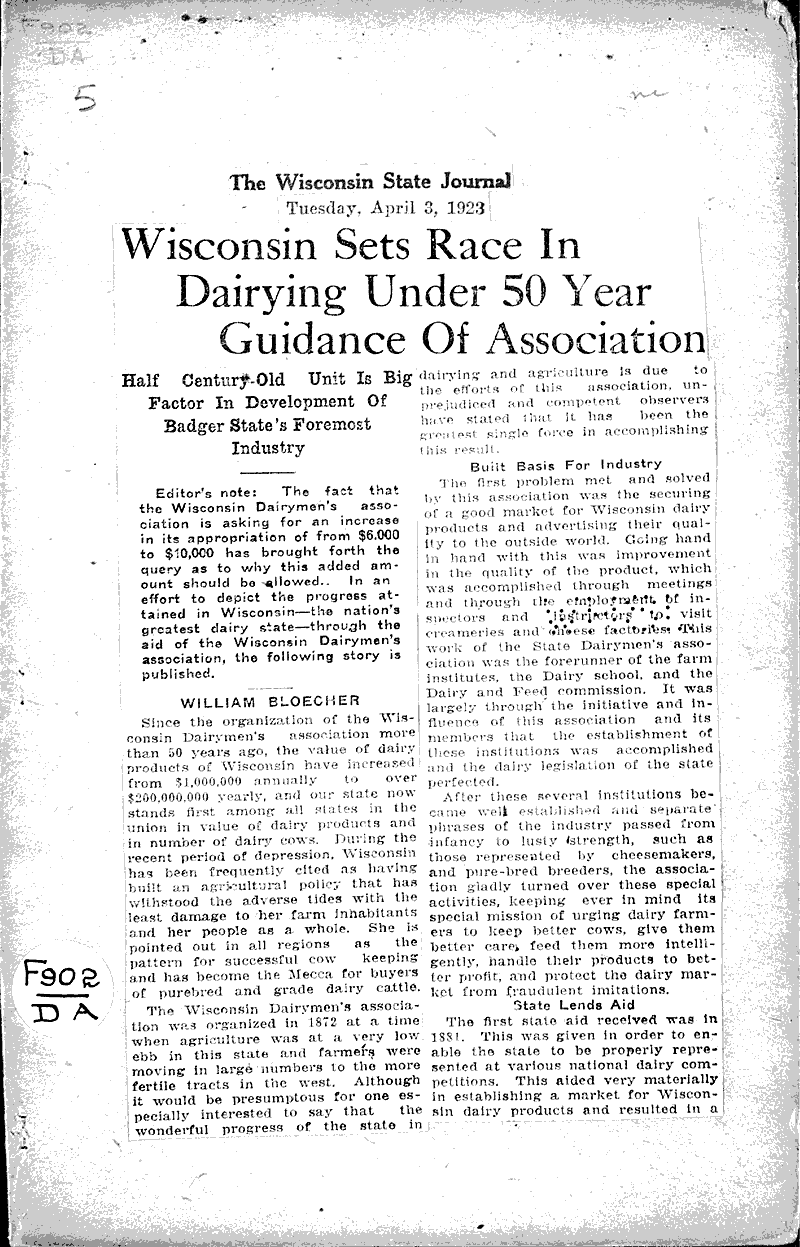  Source: Wisconsin State Journal Topics: Agriculture Date: 1923-04-03
