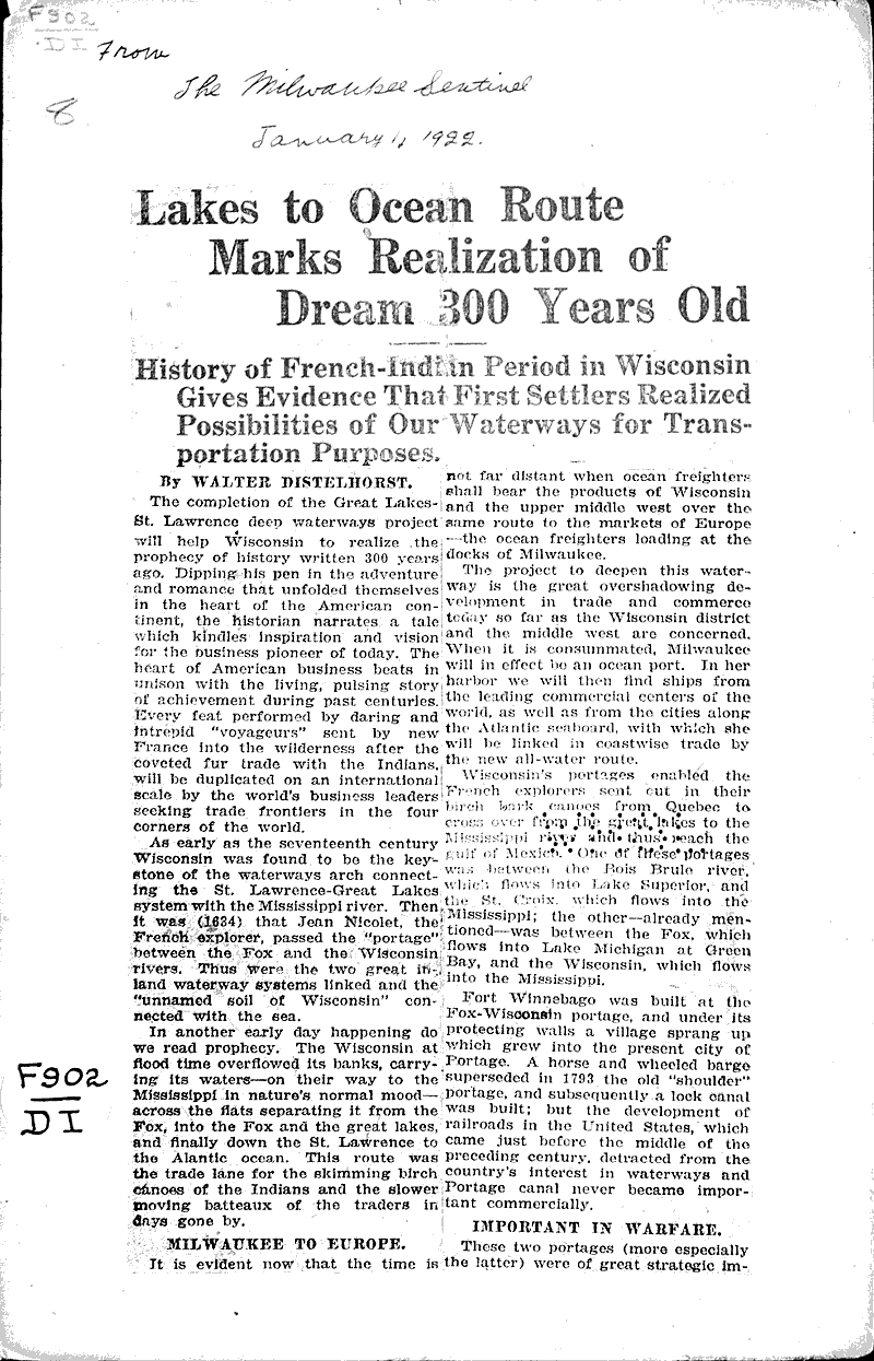  Source: Milwaukee Sentinel Topics: Transportation Date: 1922-01-11
