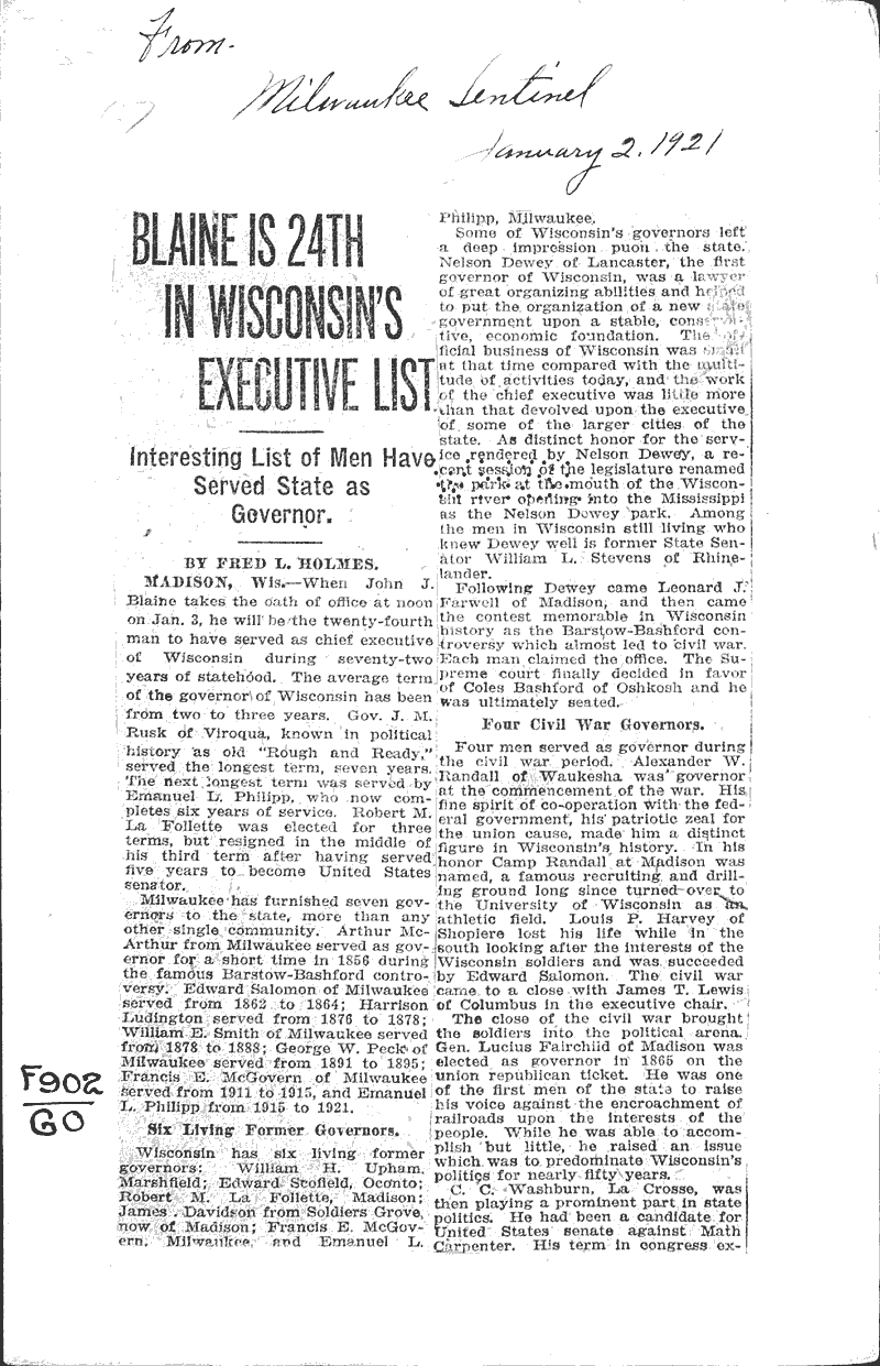  Source: Milwaukee Sentinel Topics: Government and Politics Date: 1921-01-02