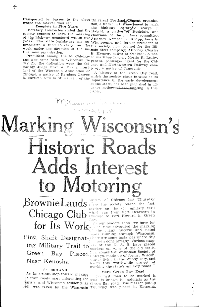  Source: Milwaukee Journal Topics: Transportation Date: 1927-10-02