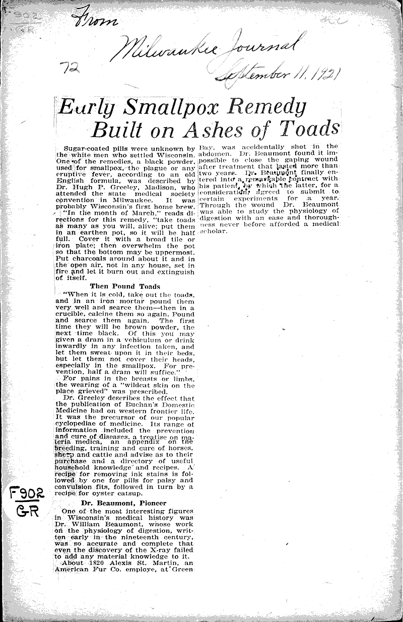  Source: Milwaukee Journal Date: 1921-09-11