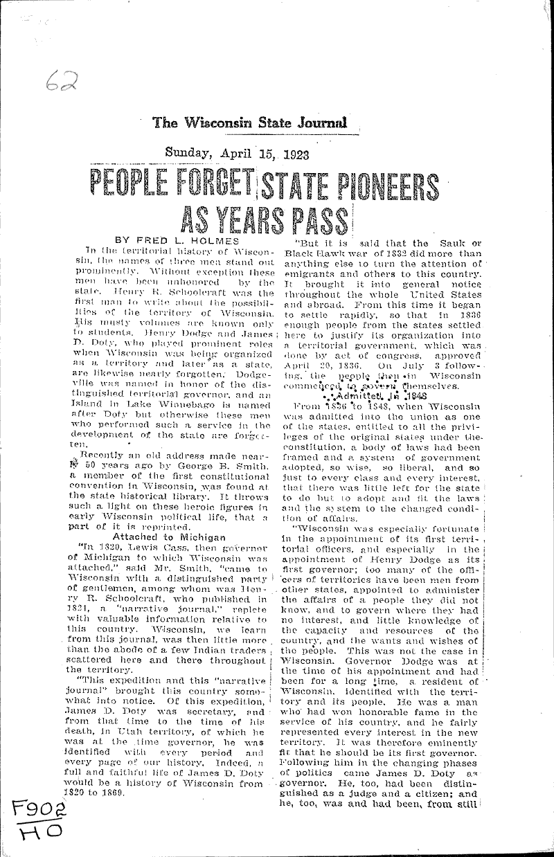  Source: Wisconsin State Journal Topics: Government and Politics Date: 1923-04-15