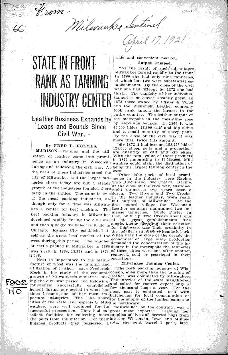  Source: Milwaukee Sentinel Topics: Industry Date: 1921-04-17