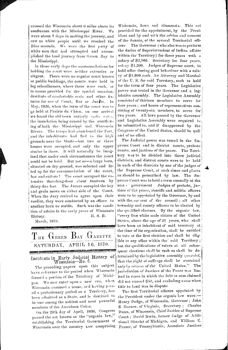  Source: Green Bay Gazette Topics: Government and Politics Date: 1870-04-16