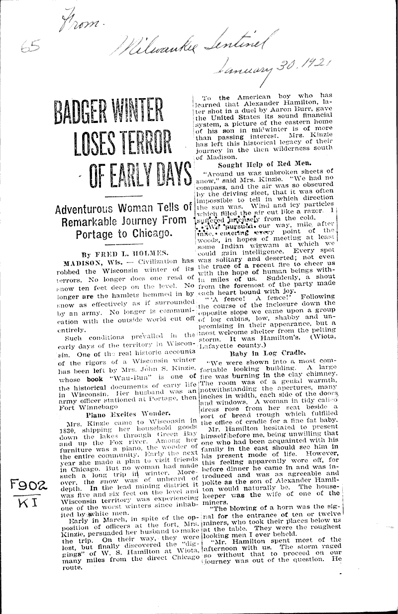  Source: Milwaukee Sentinel Date: 1921-01-30
