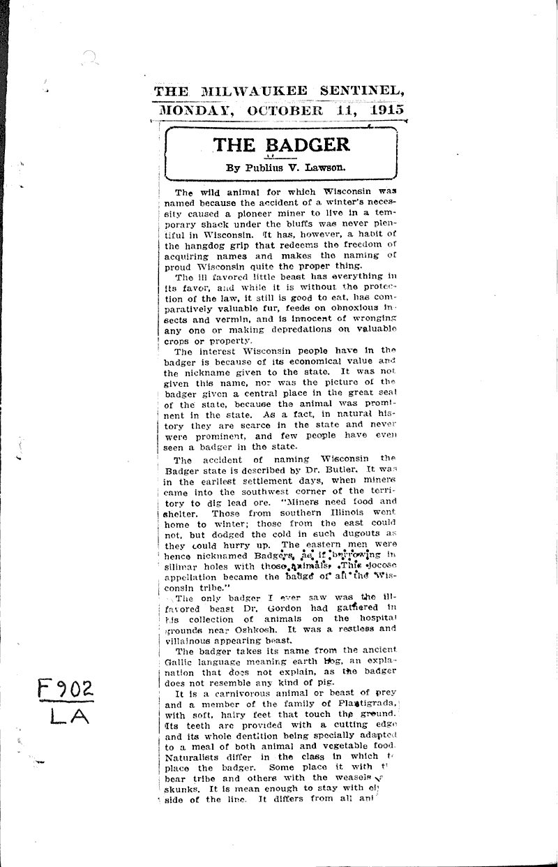  Source: Milwaukee Sentinel Date: 1915-10-11